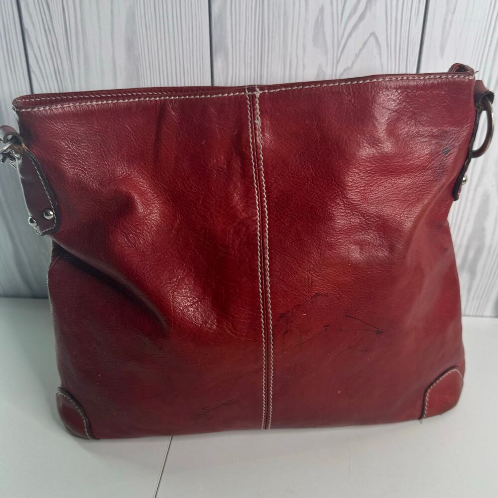 Vintage Marco Firenze Red Italian Leather Designer Shoulder Bucket Bag READ - Picture 3 of 13